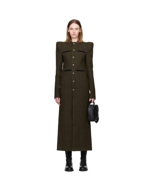 LAURA ANDRASCHKO Black Khaki Pagoda Loden Maxi Coat