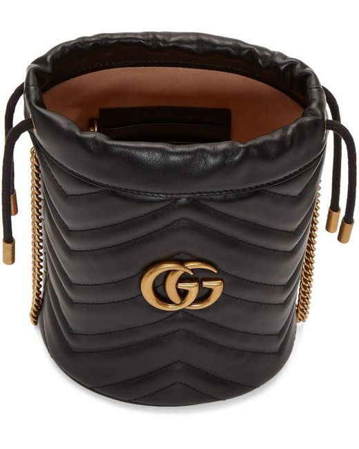 Gucci Black Mini Gg Marmont Bucket Bag