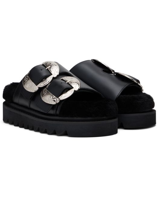 Toga Black Teddy Double Strap Buckled Sandals