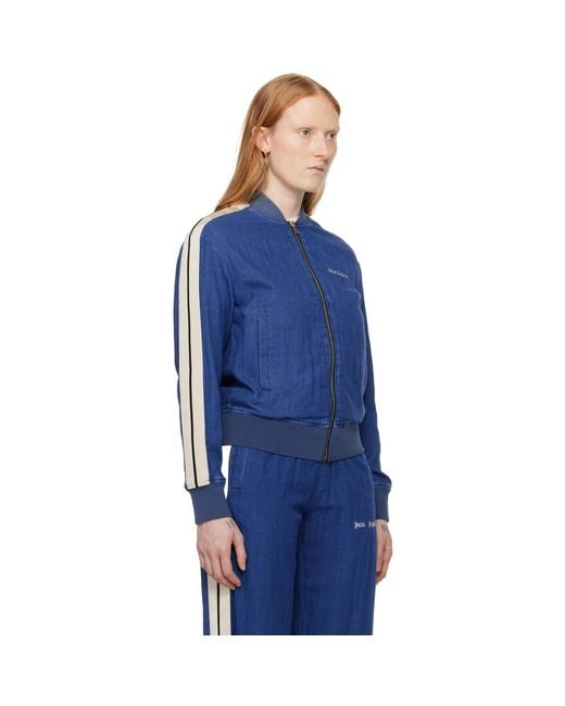 Palm Angels Blue Embroidered Track Jacket