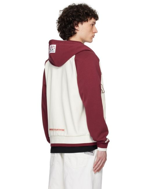 Aape By A Bathing Ape Black Off- & Burgundy Main Zip Up Jacket for men