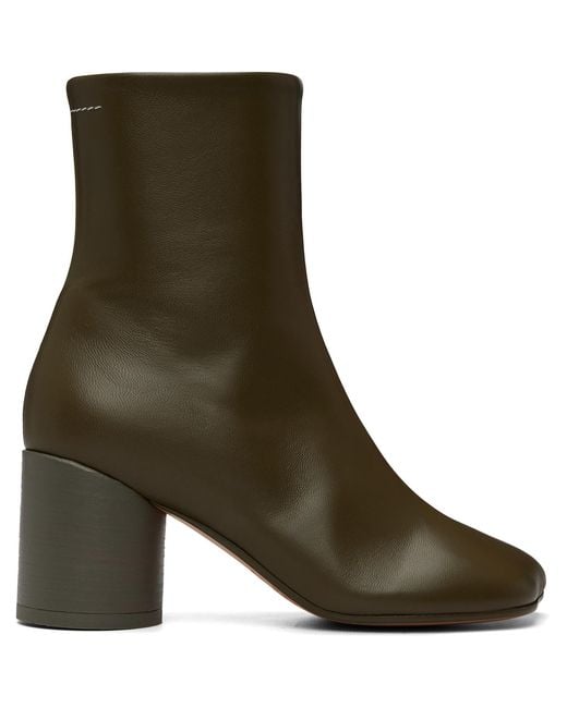 MM6 by Maison Margiela Green Khaki Anatomic Ankle Boots
