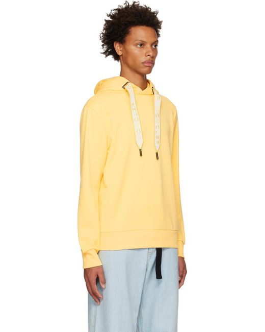 Moncler Yellow Embroidered Drawstring Hoodie for men