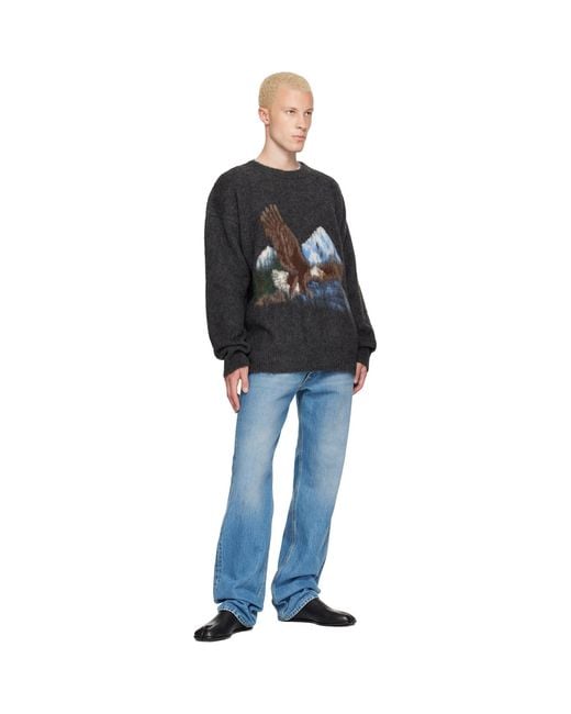 Maison Margiela Black Brushed Eagle Sweater for men