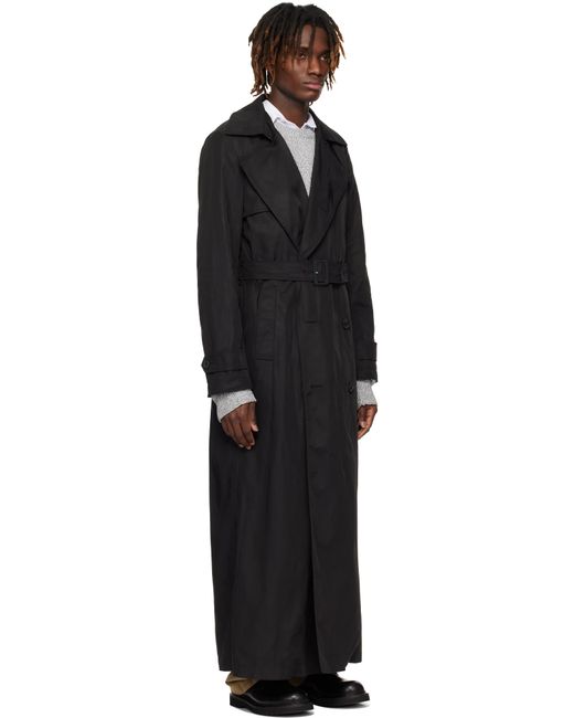 メンズ Dries Van Noten ブラック ダブルブレスト トレンチコート Black