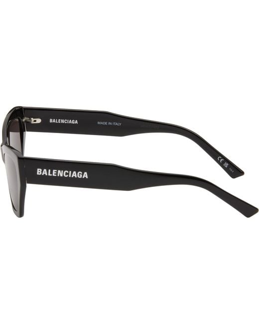 Balenciaga Black Flat Text Cateye Sunglasses