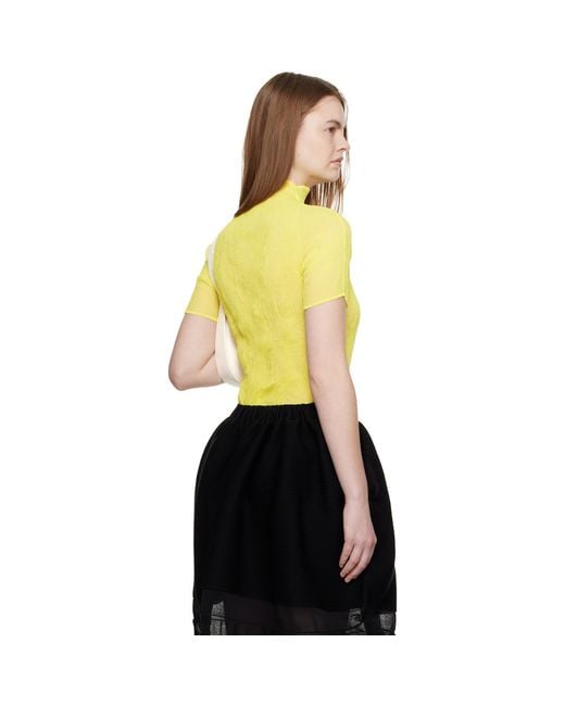 Issey Miyake Yellow Chiffon Twist 3 Top