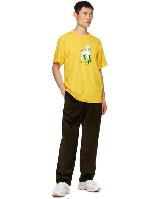 Noah NYC Yellow 'friendly Warning' T-shirt for men