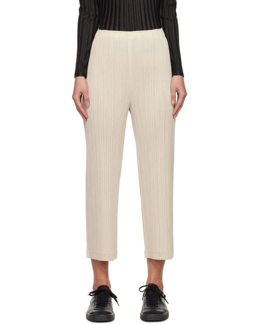 Pleats Please Issey Miyake Black Off-white Thicker Bottoms 1 Trousers