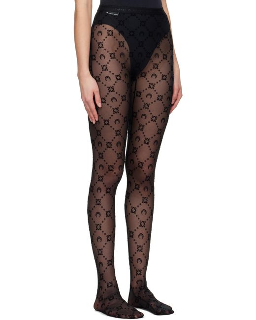MARINE SERRE Black Moonogram Mesh Flock Tights