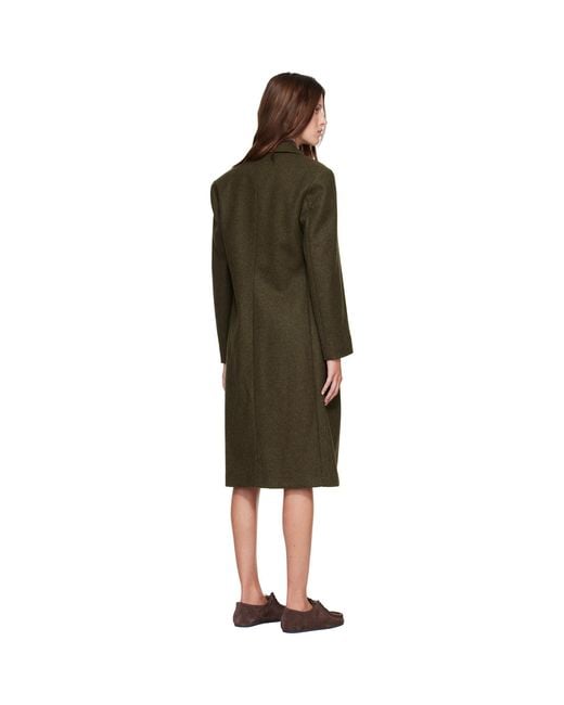 Jil Sander Green Khaki Loden Wool Coat