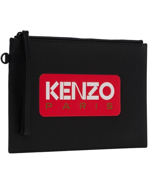 KENZO Red Black Paris Large Printed Pouch for men