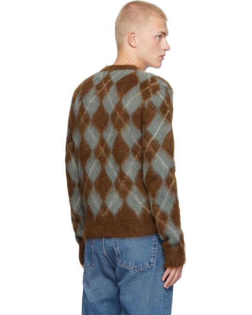 AMI Black Alpaca Mohair Brushed Argyle Sweater for men