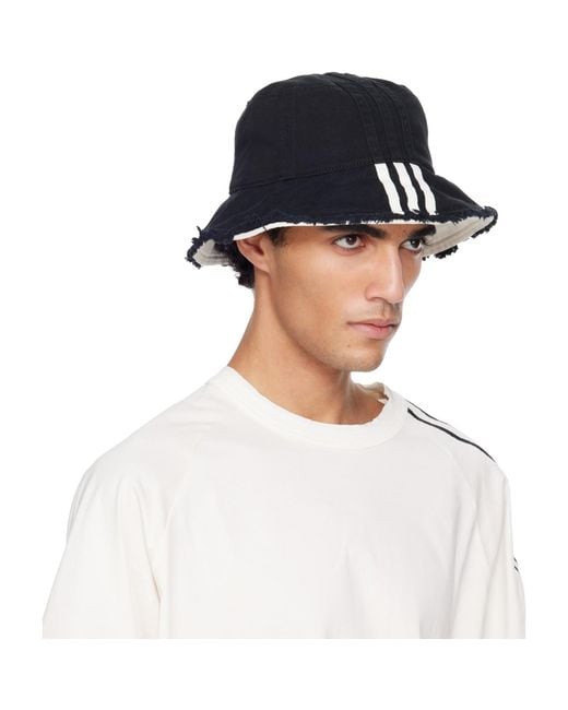 Y-3 Black Denim Stripes Bucket Hat for men