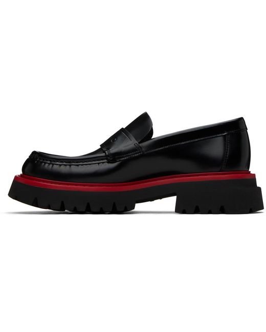 Ferragamo Black Contrasting-sole Leather Loafers for men