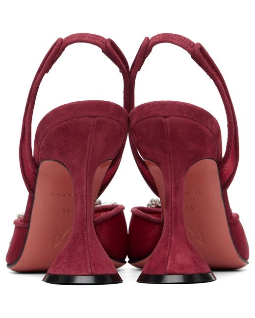 AMINA MUADDI Red Burgundy Begum Mesh 95 Sling Heels