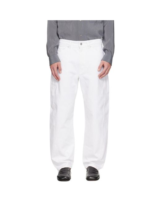 Lemaire White Twisted Workwear Jeans for men
