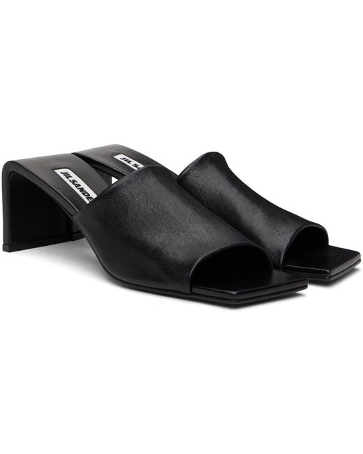 Sandales à talon bottier modifié noires Jil Sander en coloris Black