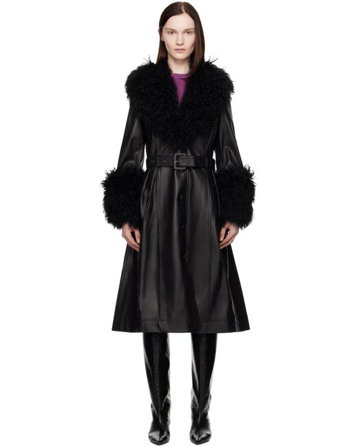 Saks Potts Black Foxy Shearling Coat