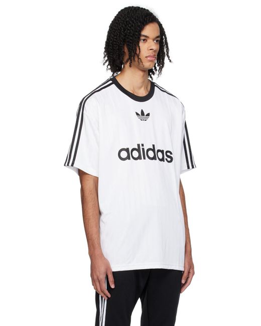 メンズ Adidas Originals ホワイト& ストライプ Tシャツ White