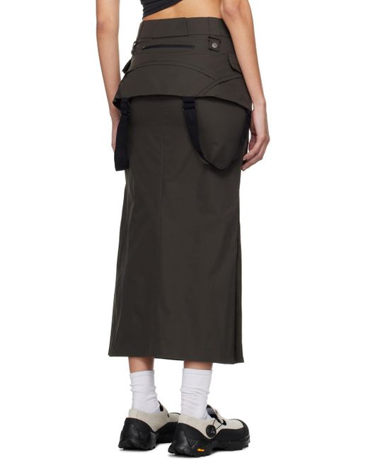 Hyein Seo Black Cargo Midi Skirt