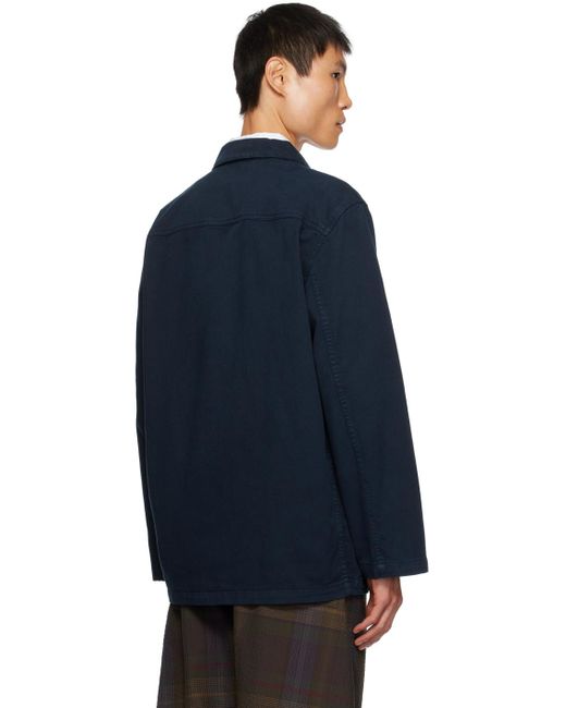 Lemaire Blue Navy Workwear Denim Blazer for men