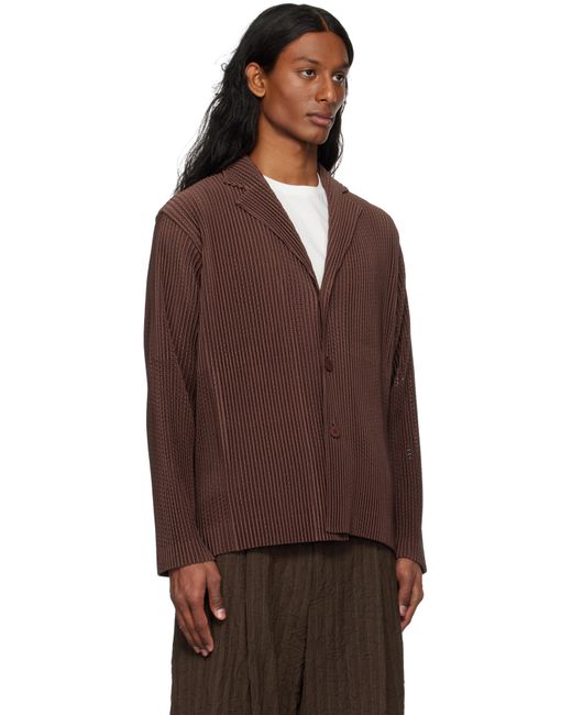 Homme Plissé Issey Miyake Brown Outer Mesh Blazer for men