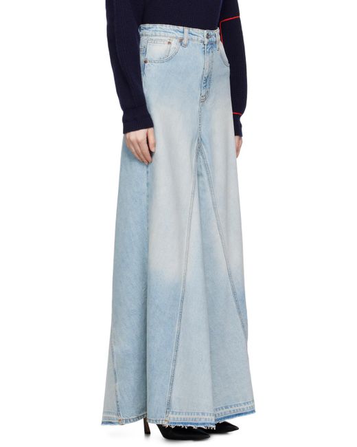 Victoria Beckham Blue Godet Denim Maxi Skirt