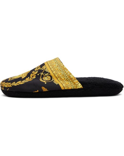 Versace Black 'I Heart Baroque' Slippers