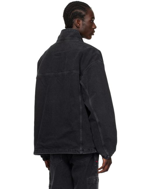 HUGO Black Grey Faded Denim Jacket for men