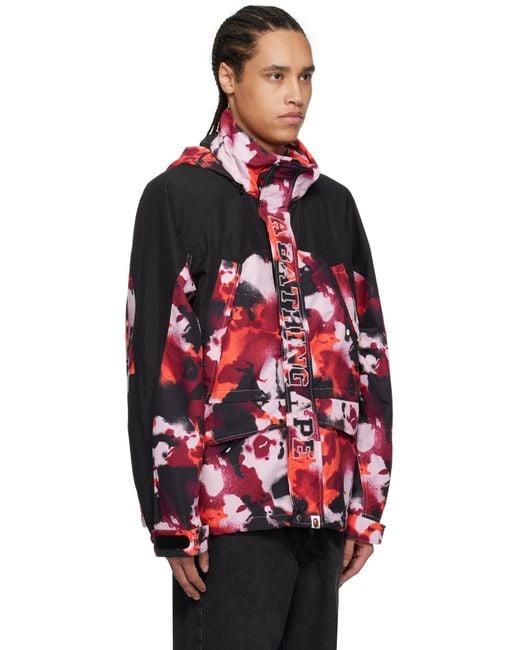 Blouson De Planche À Neige Noir Et Rouge À Motif Camouflage Map A Bathing Ape pour homme en coloris Red