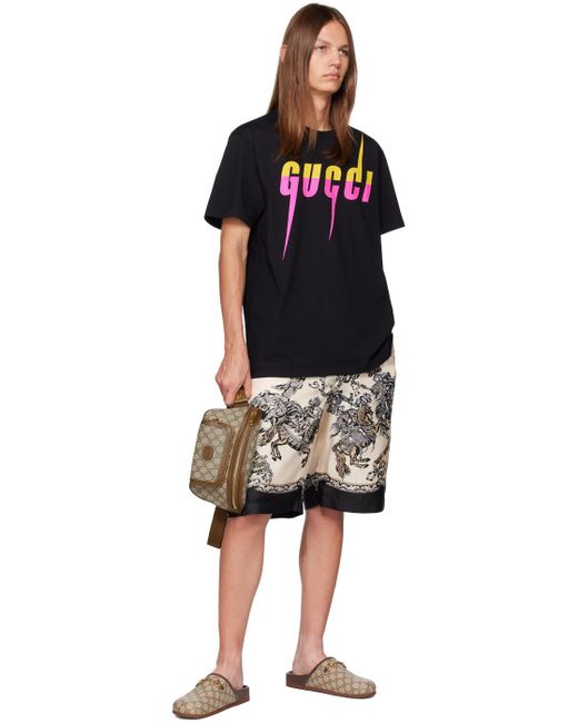 Gucci Black Blade Brand-print Cotton-jersey T-shirt for men