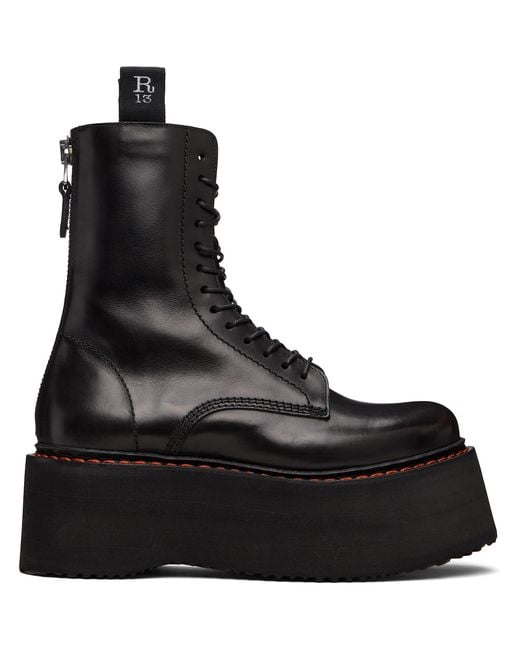 R13 Black Double Stack Boots