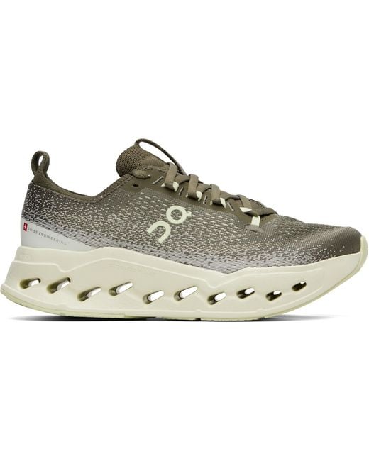 On Shoes Gray Khaki Cloudsurfer Max Sneakers for men