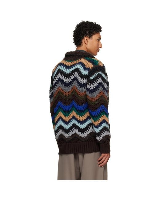 Sacai Black Mix Crochet Knit Blouson Jacket for men