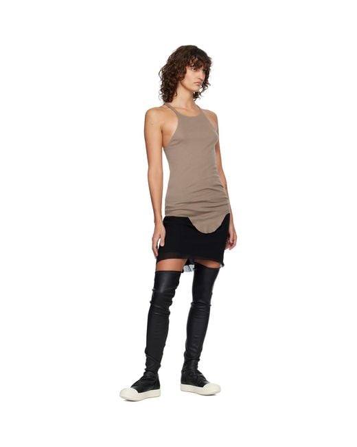 Rick Owens Black Taupe Temple Racer Back Tank Top