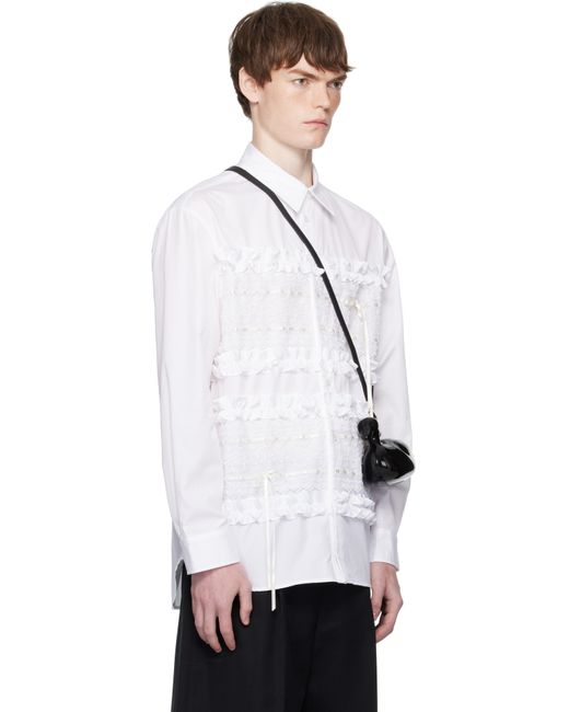 メンズ Simone Rocha ホワイト レースリボン トリム イージー シャツ Black