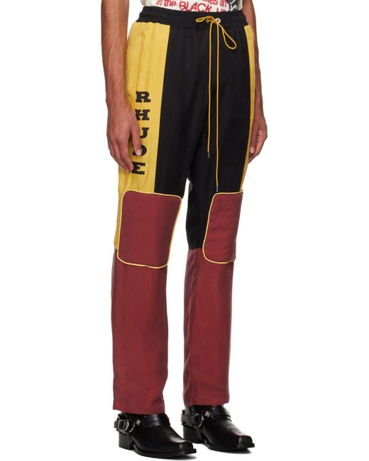 Rhude Red Yellow & Burgundy Paneled Trousers for men