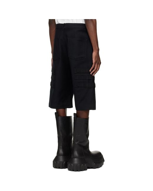 Rick Owens Black Temple Cargo Geth Shorts for men