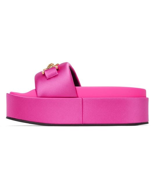 Versace Black Pink Medusa biggie Platform Sandals