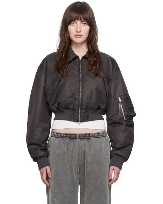 Acne グレー リラックスフィット ボンバージャケット Black