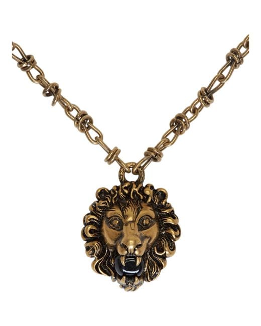 Lyst - Gucci Gold Lion Head Necklace in Metallic for Men