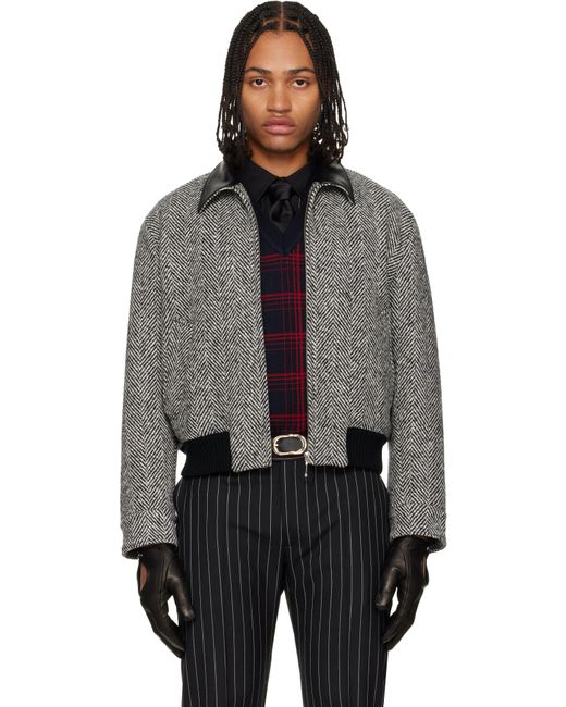 メンズ Ernest W. Baker ブラック＆ホワイト ハリントンジャケット Black