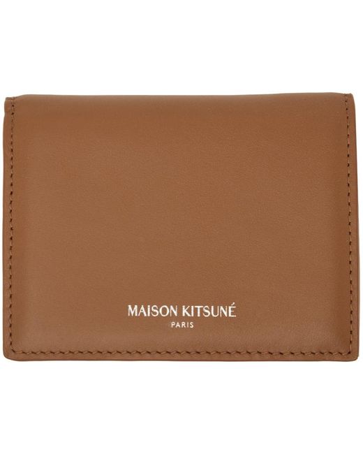 Maison Kitsuné Black Brown Trifold Wallet for men