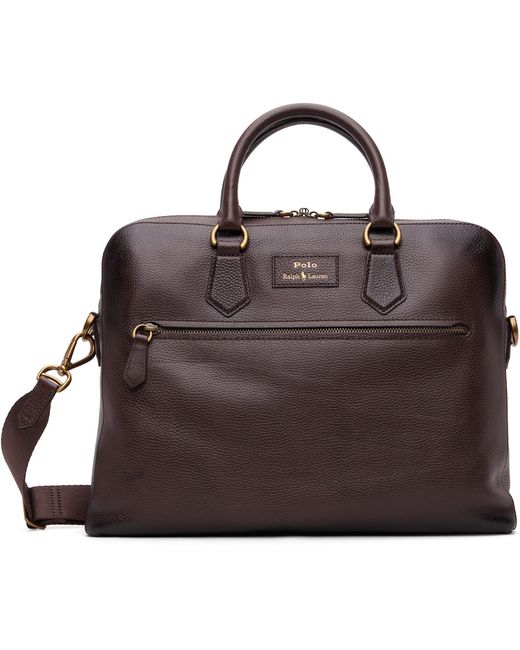 Polo Ralph Lauren Brown Pebbled Leather Commuter Briefcase for men