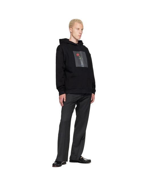 Ernest W. Baker Black Rose Print Hoodie for men
