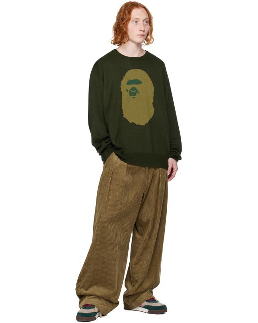 A Bathing Ape Green Ape Head Sweater for men