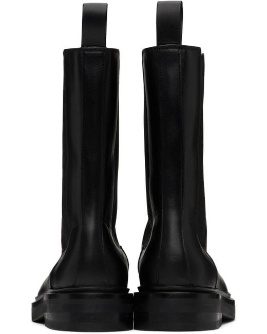 LEGRES Black Leather Chelsea Boots