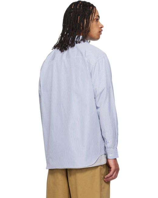 メンズ Comme des Garçons ブルー＆ホワイト コットン ストライプ シャツ Blue