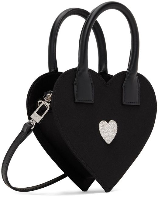 Mach & Mach Black Small Heart Bag